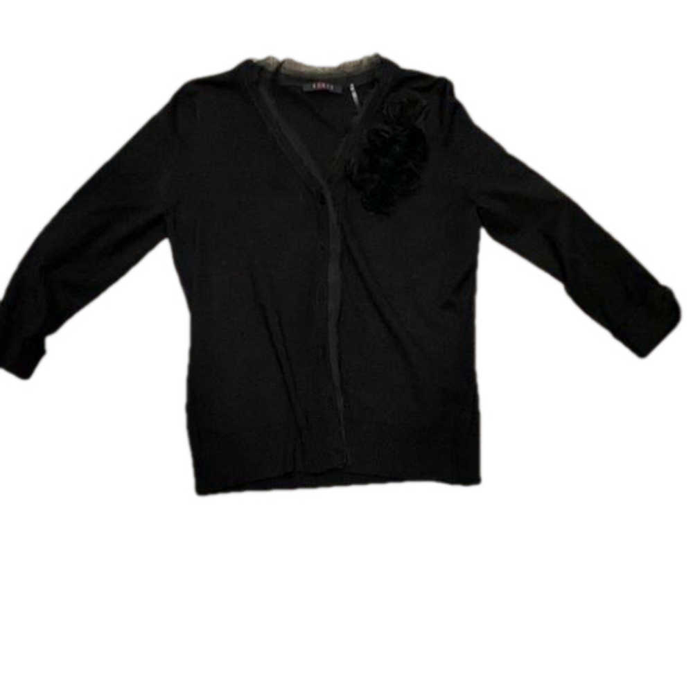 Cyrus Medium Black Flower Button Down Sweater